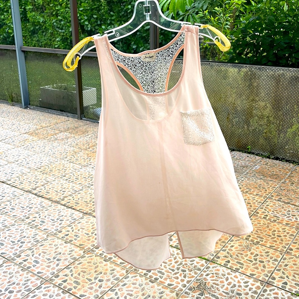 Small Love Richie Sheer Light Pink Blouse Tank